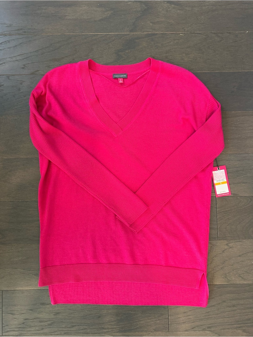 Vince Camuto Hot Pink V-Neck Sweater NWT